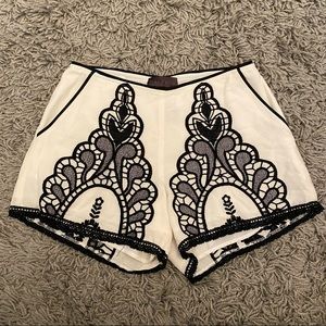 Hale Bob White & Black Lace Shorts